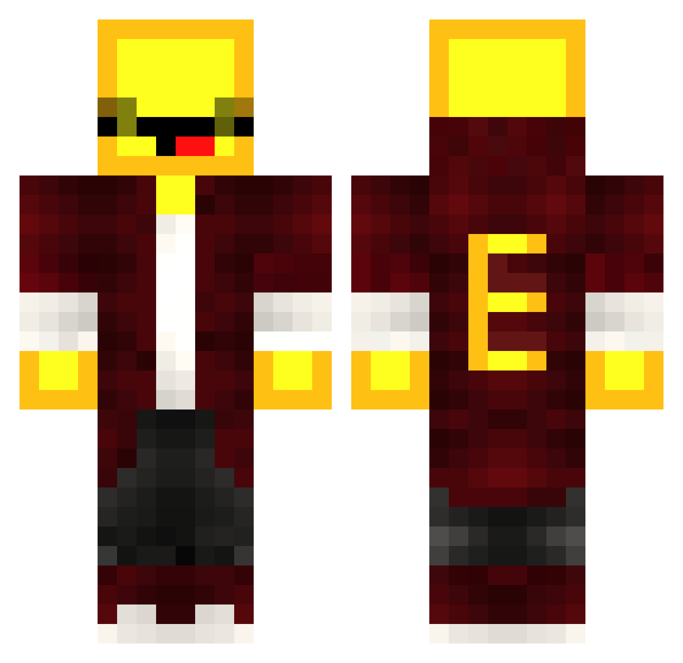SuperSevish Minecraft skin, front and back view
