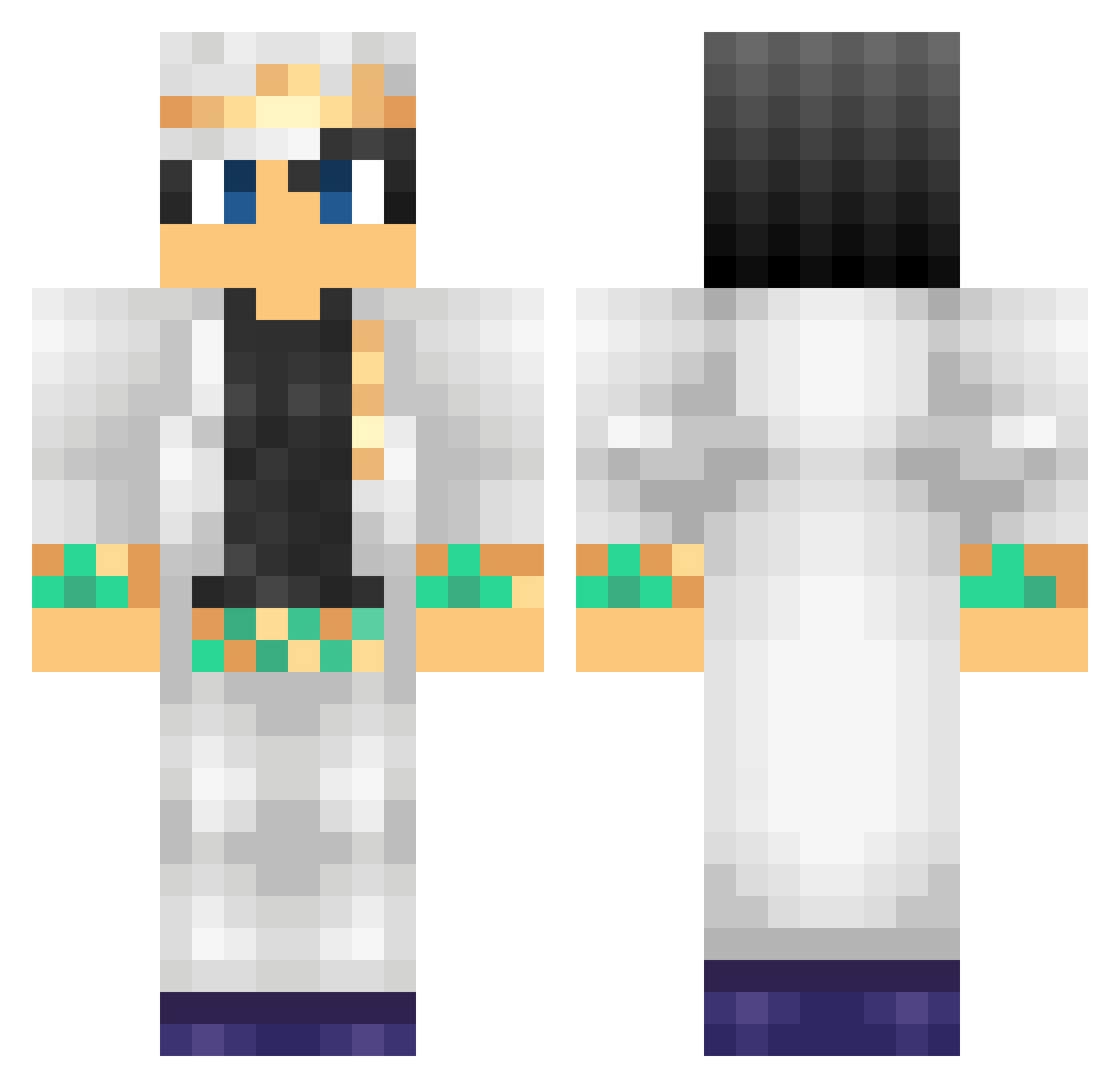 Zabinski Minecraft skin, front and back view
