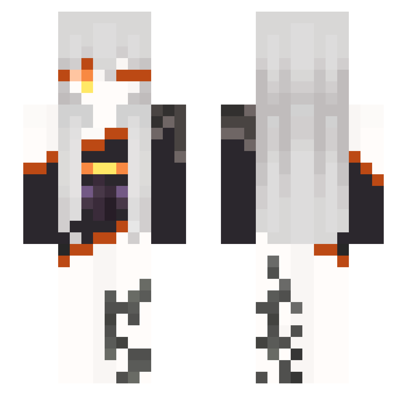 Theresheis Minecraft skin, front and back view