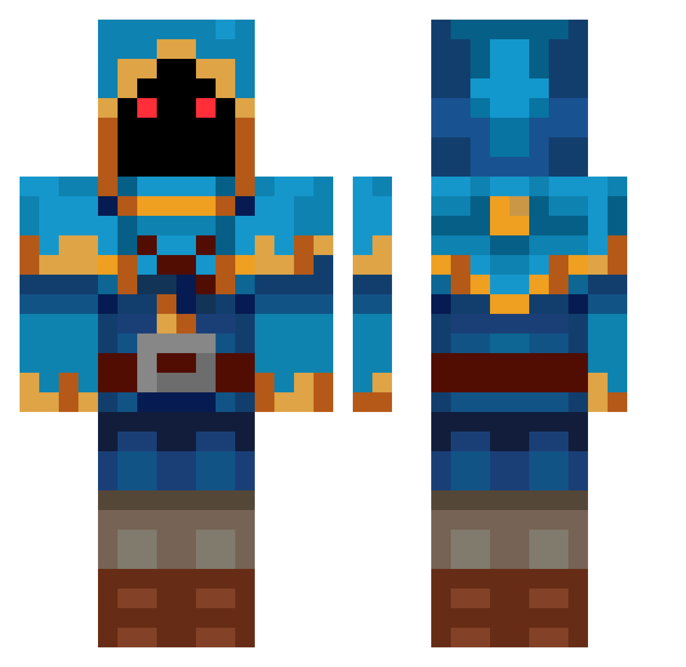 MEGAP Minecraft skin, front and back view