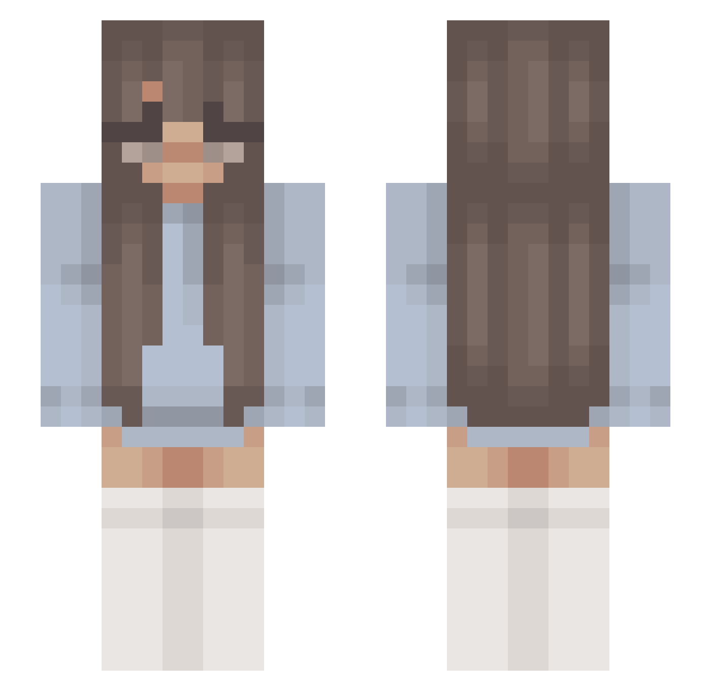 yikesally Minecraft skin, front and back view