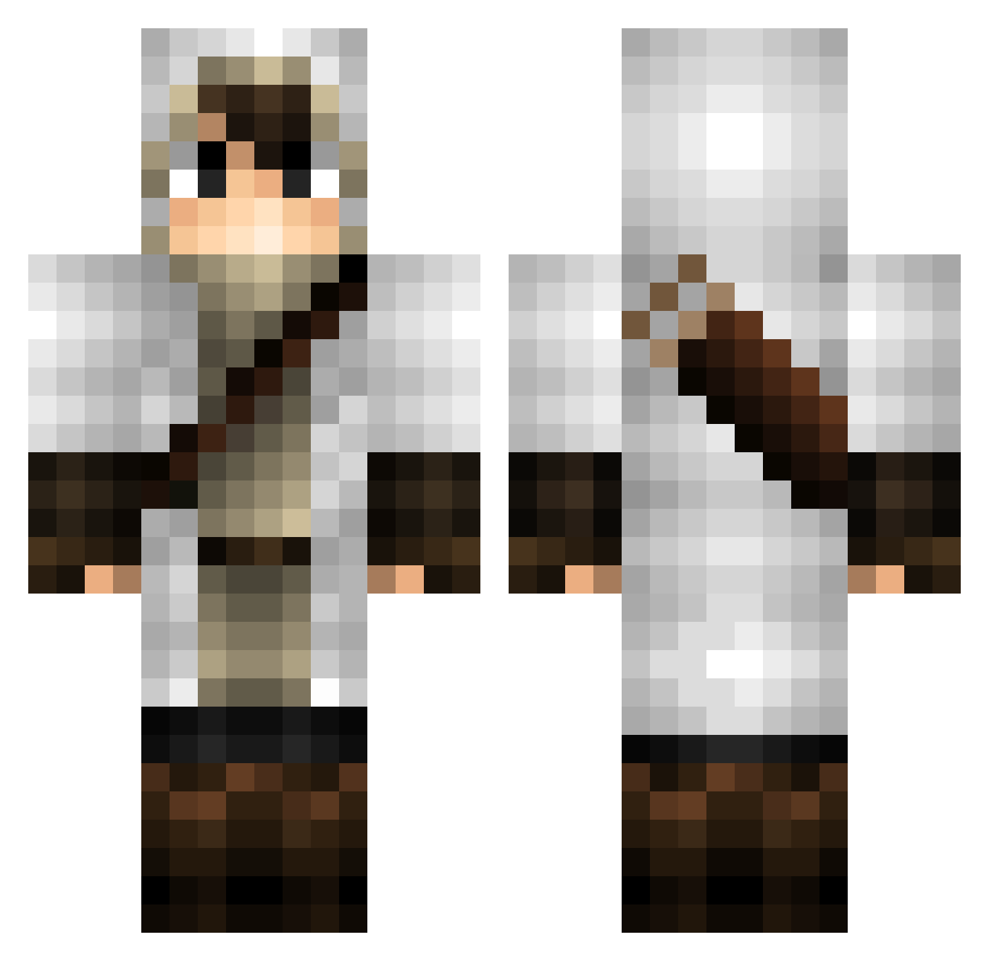 Blackiuso Minecraft skin, front and back view