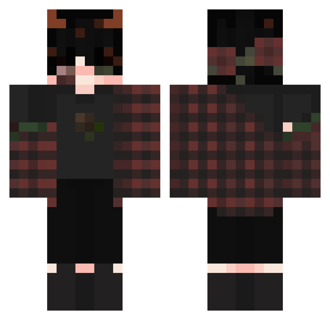 uwuxowox Minecraft skin, front and back view