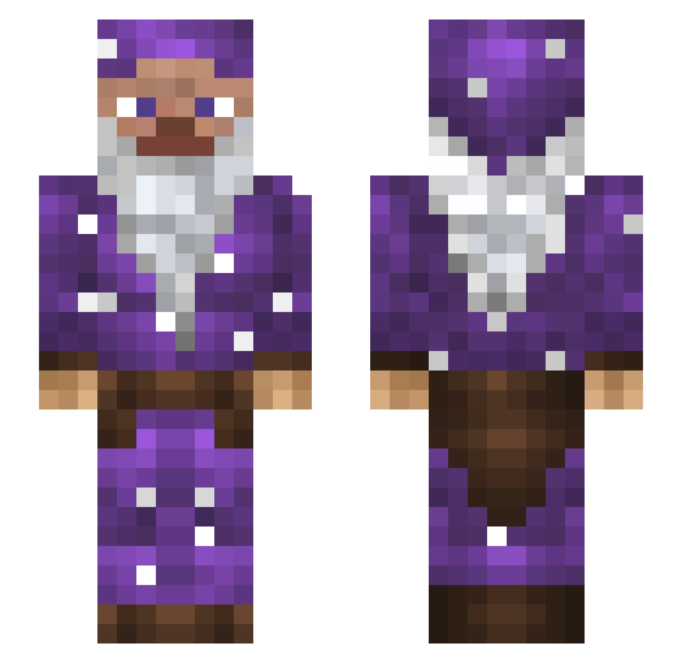 whatisakm Minecraft skin, front and back view