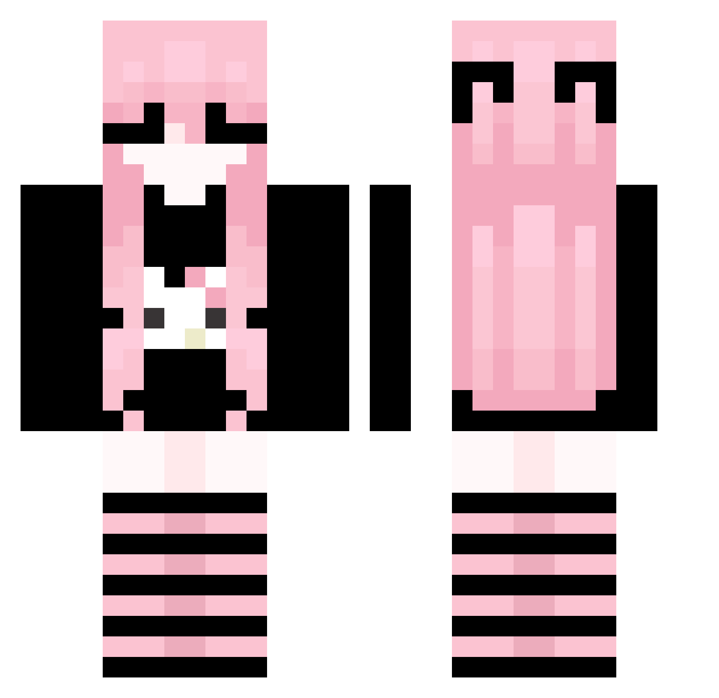 PsPg Minecraft skin, front and back view