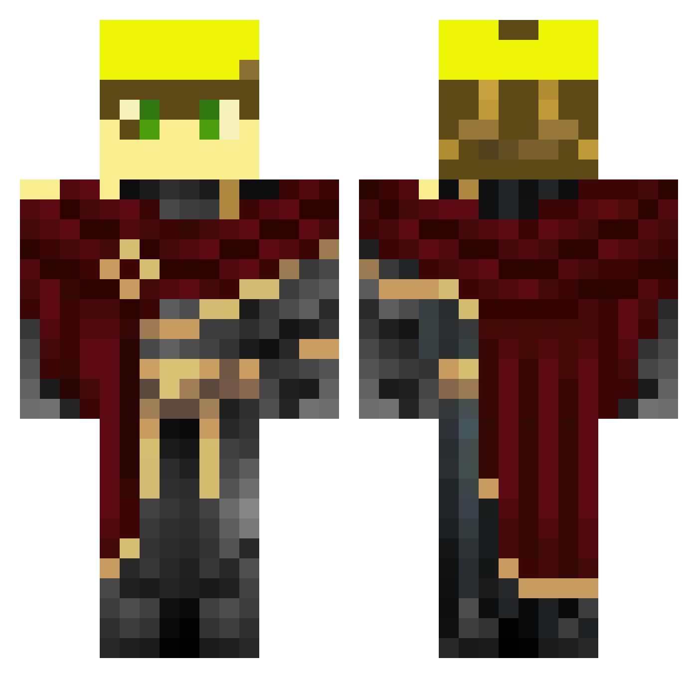 TheWritter Minecraft skin, front and back view