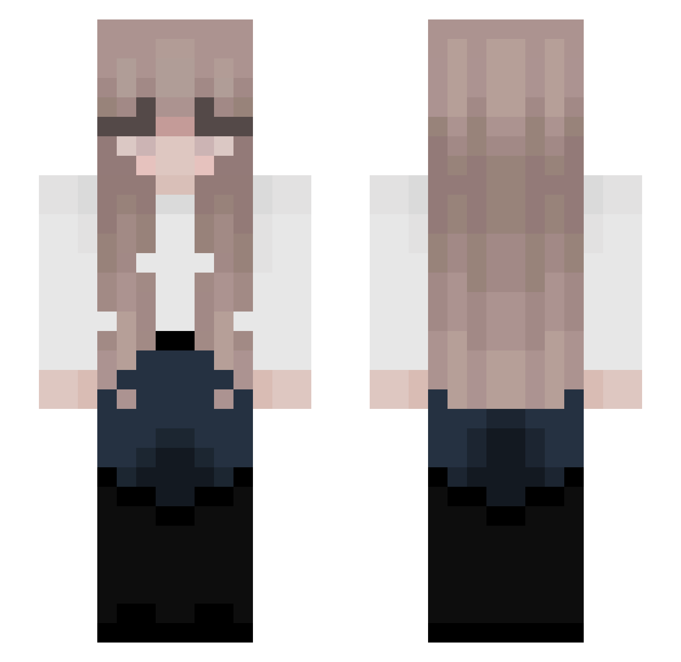 porscheva Minecraft skin, front and back view