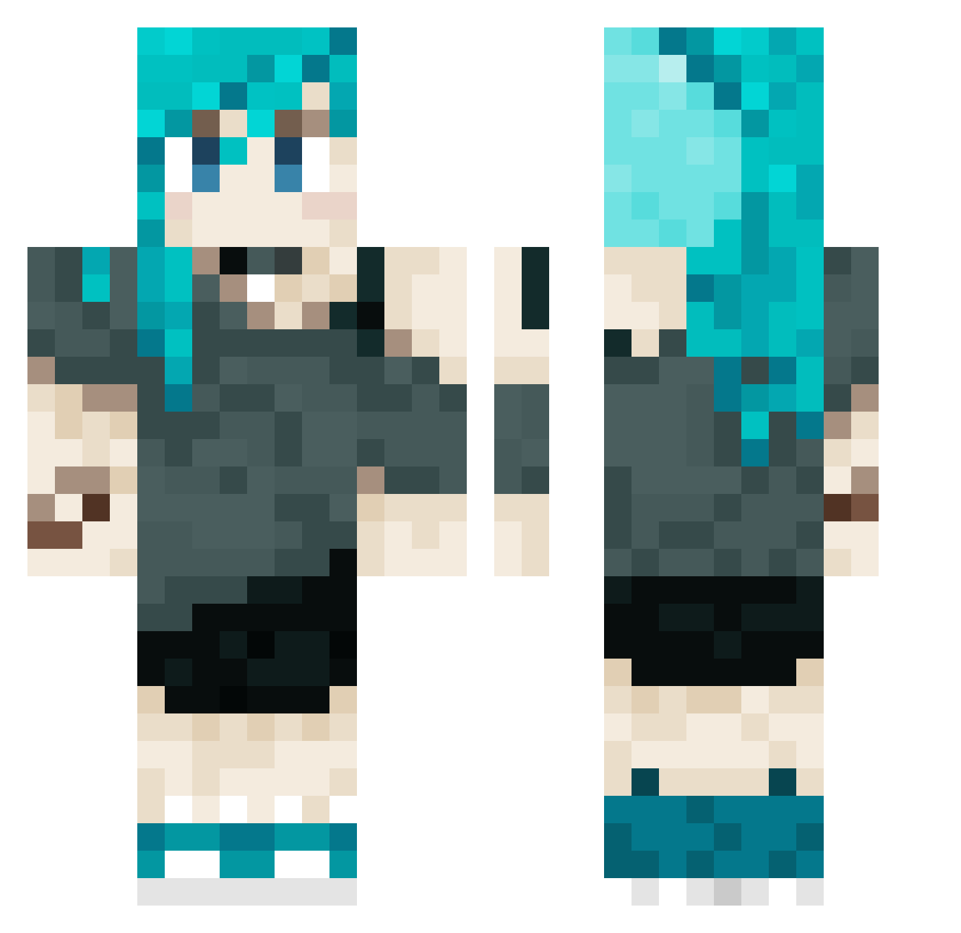 bullepro Minecraft skin, front and back view