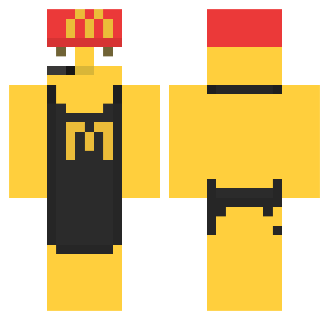 Jarbus Minecraft skin, front and back view