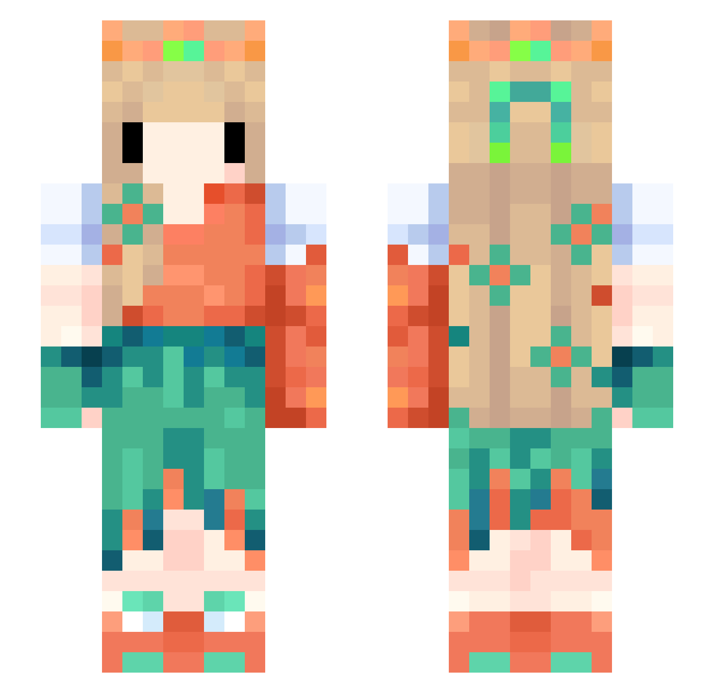 Paulistana Minecraft skin, front and back view