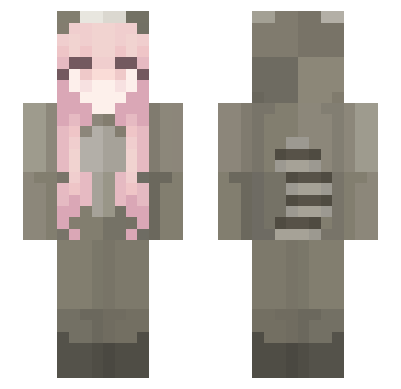 Yumiku Minecraft skin, front and back view