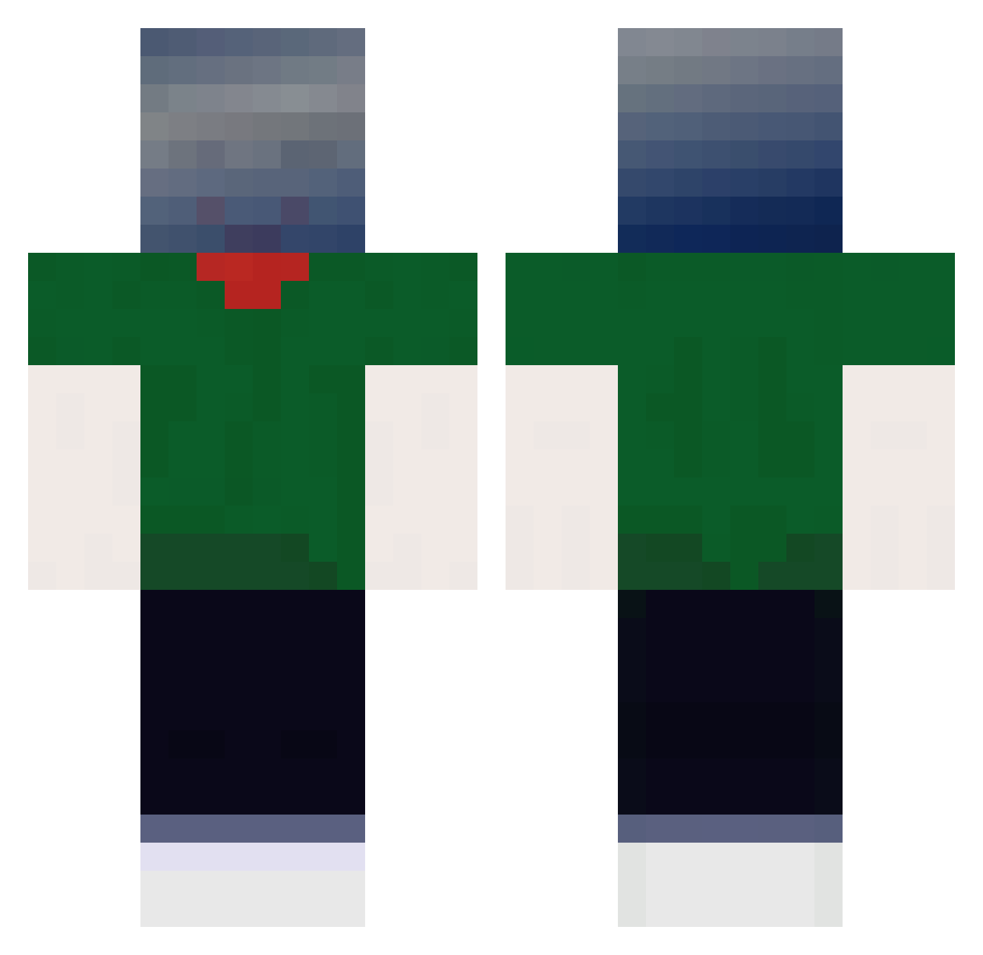 scarless Minecraft skin, front and back view