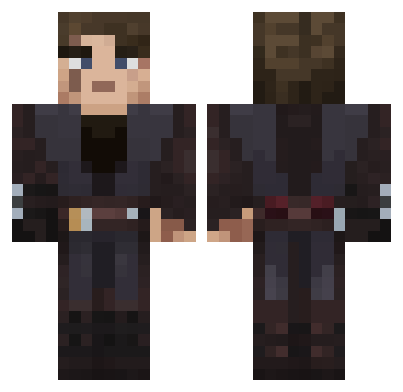 GrzesiuGazownik Minecraft skin, front and back view