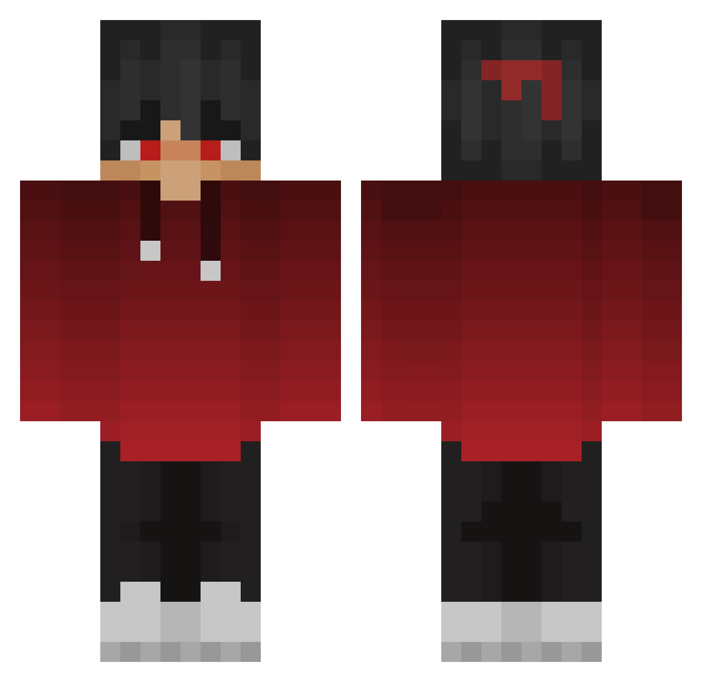 BloodyFrosted Minecraft skin, front and back view