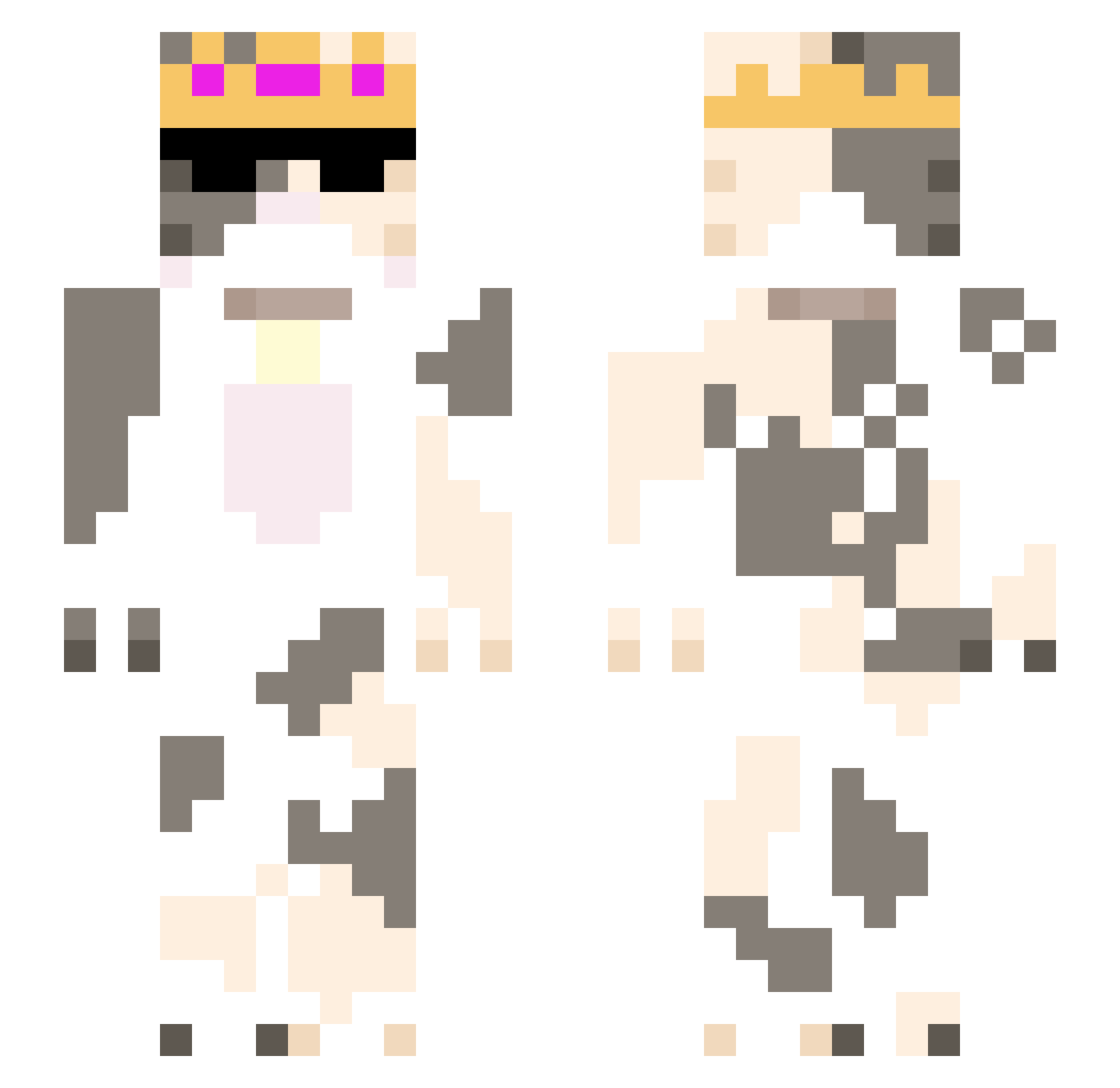 upply Minecraft skin, front and back view