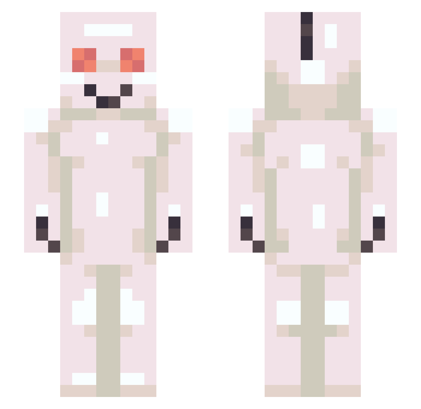 Opposed Minecraft skin, front and back view