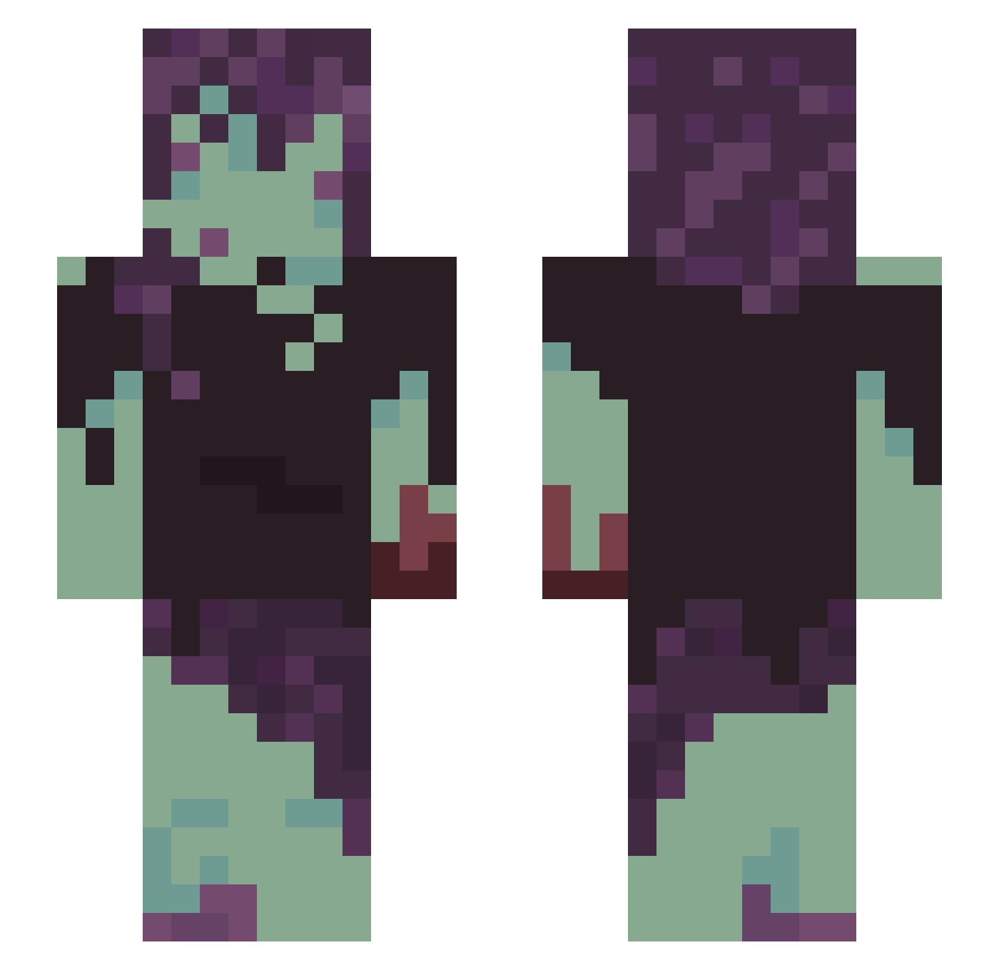 Puurpleed Minecraft skin, front and back view