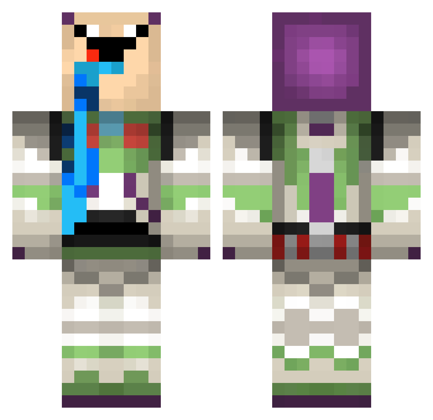 BuzzLaitClair Minecraft skin, front and back view
