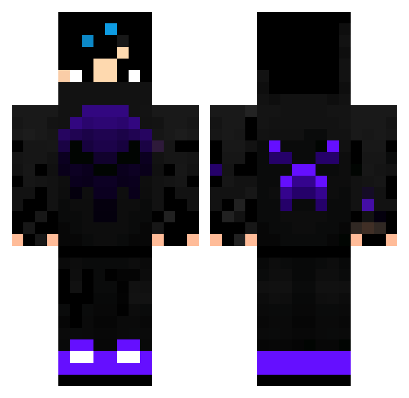 speedruny Minecraft skin, front and back view
