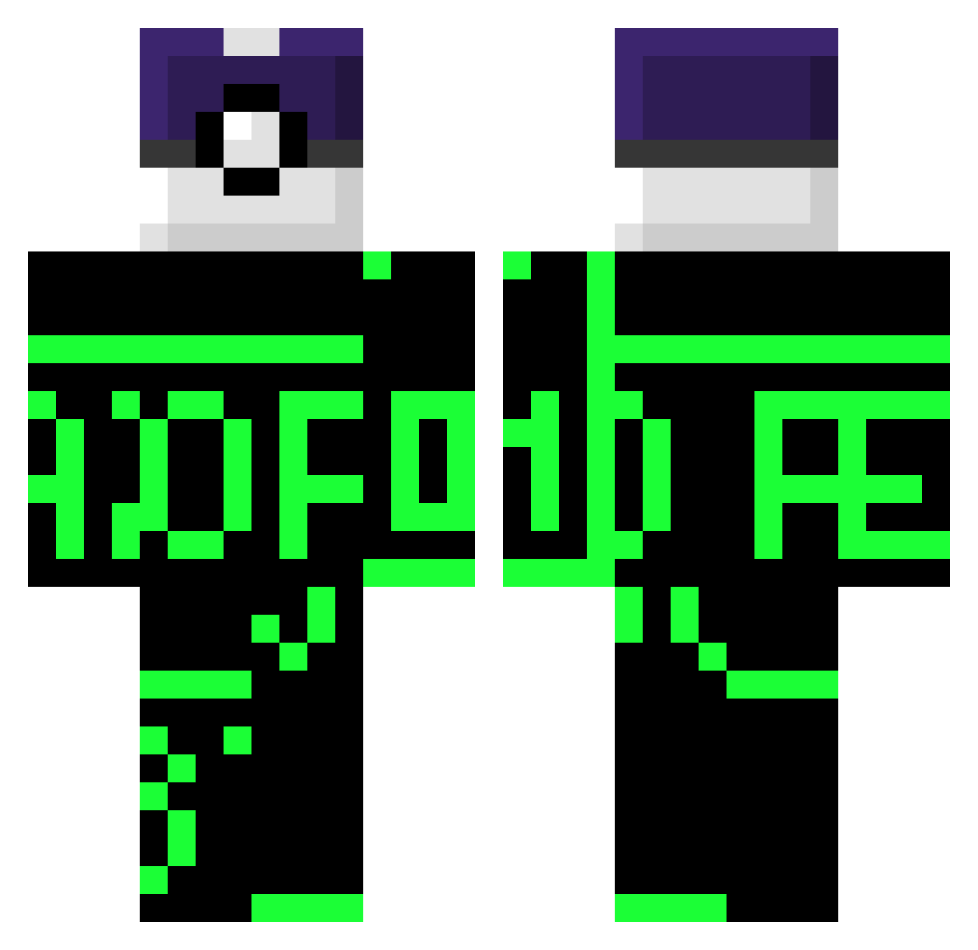 ProfessorBubatz Minecraft skin, front and back view