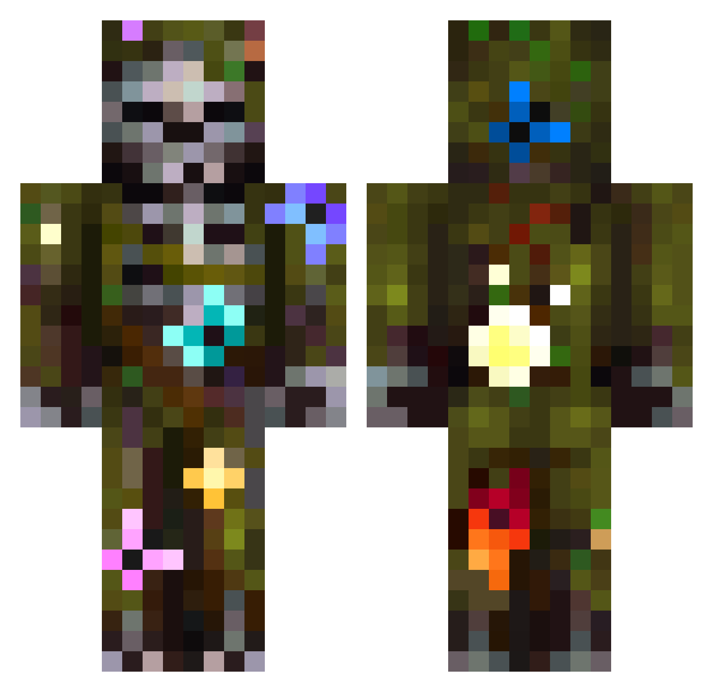 Aezod Minecraft skin, front and back view