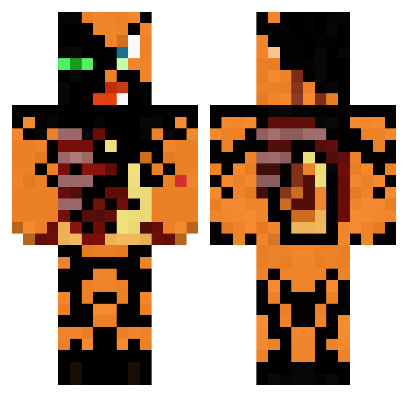 WolfeXP Minecraft skin, front and back view