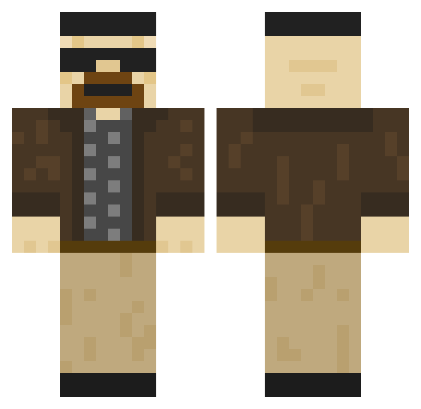 Woris343 Minecraft skin, front and back view