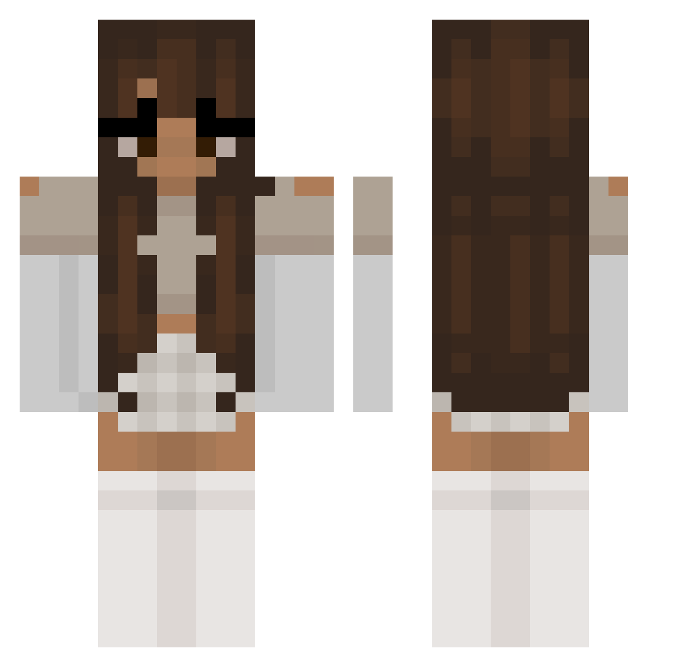JKM129 Minecraft skin, front and back view