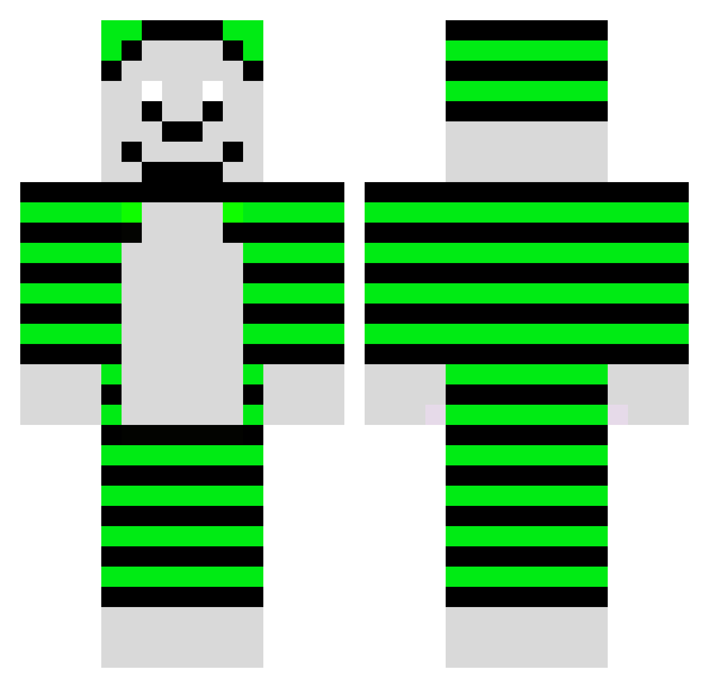 SeteAlmas Minecraft skin, front and back view