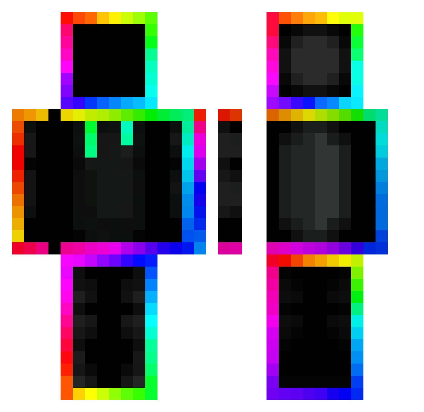 Addicte3d Minecraft skin, front and back view
