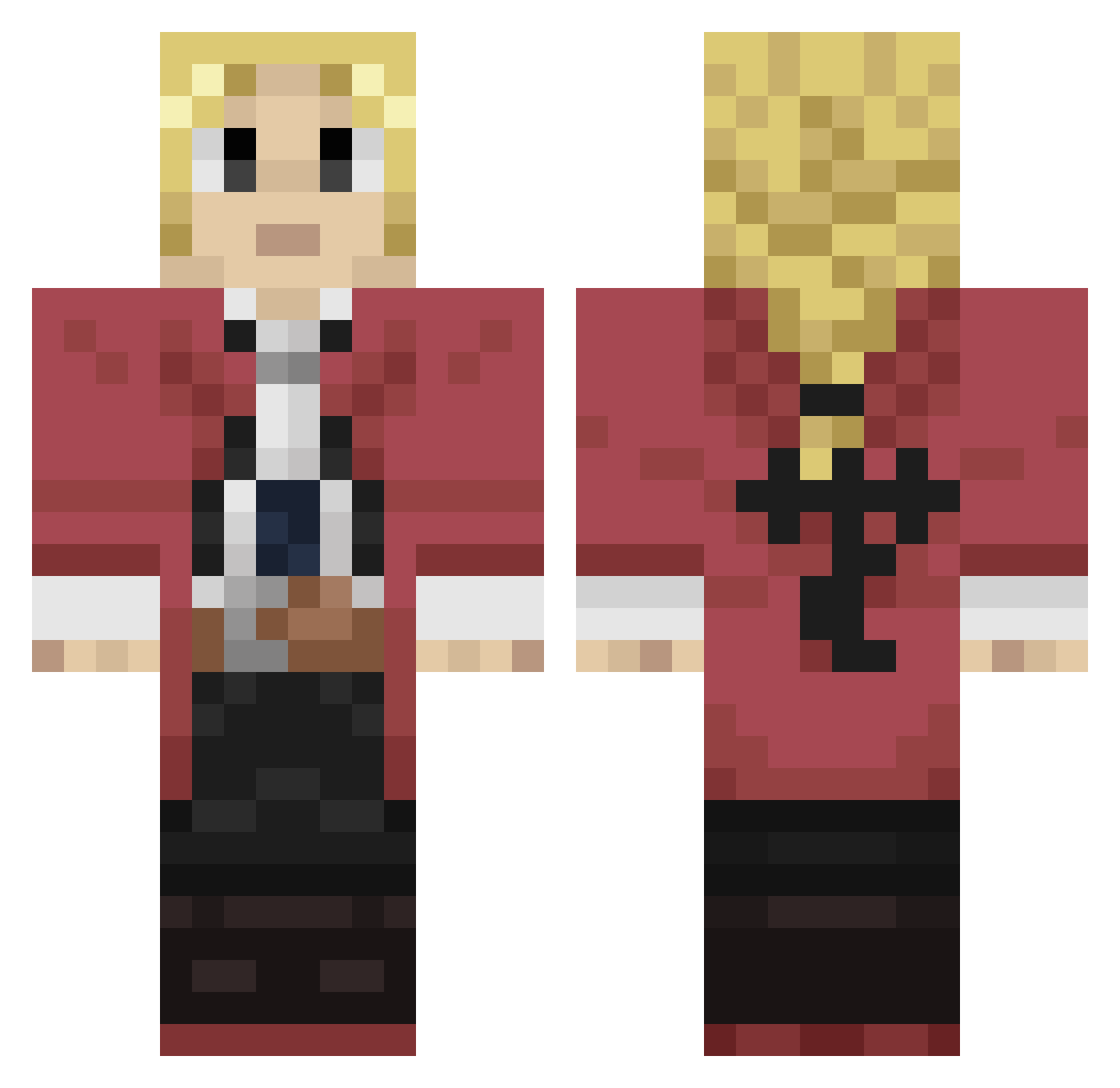 anchored Minecraft skin, front and back view