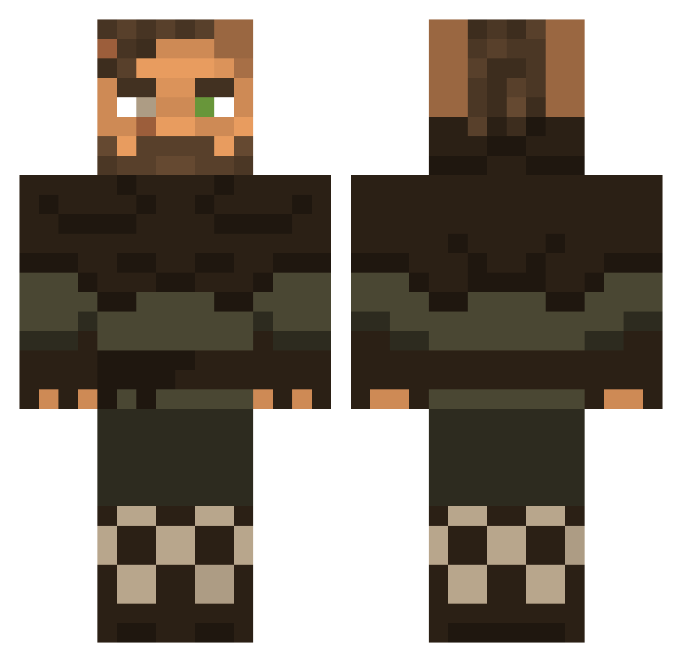 Prototronc Minecraft skin, front and back view