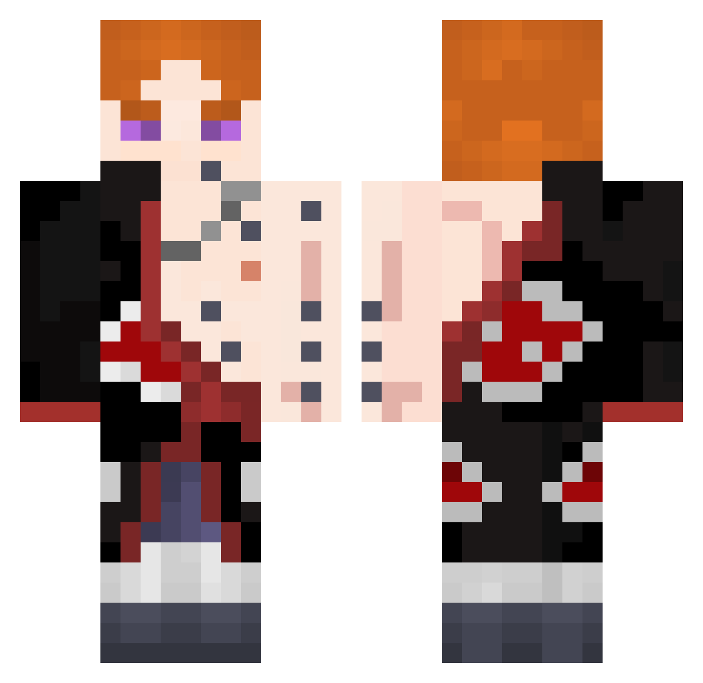 HJADAM Minecraft skin, front and back view
