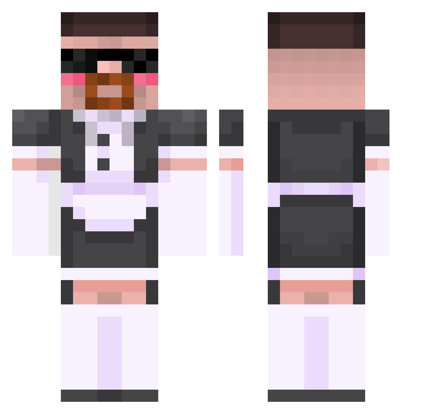 Caryn Minecraft skin, front and back view