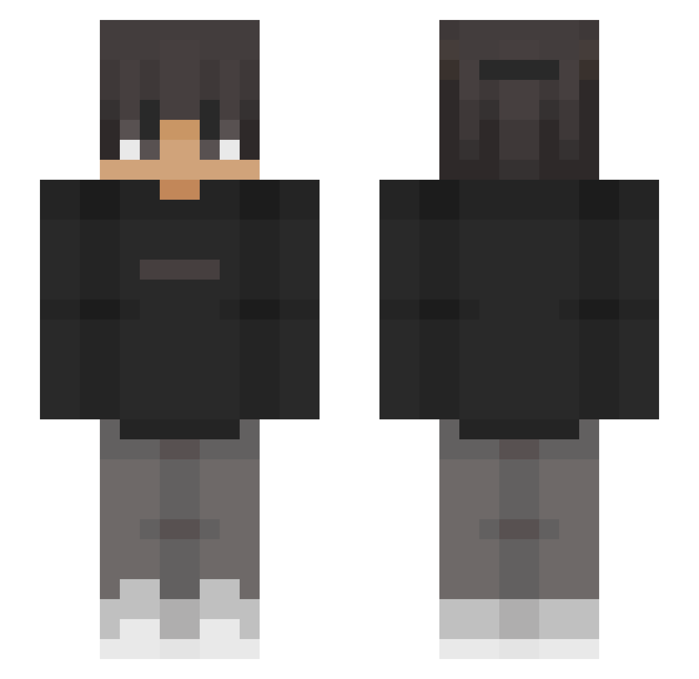 Wamez Minecraft skin, front and back view