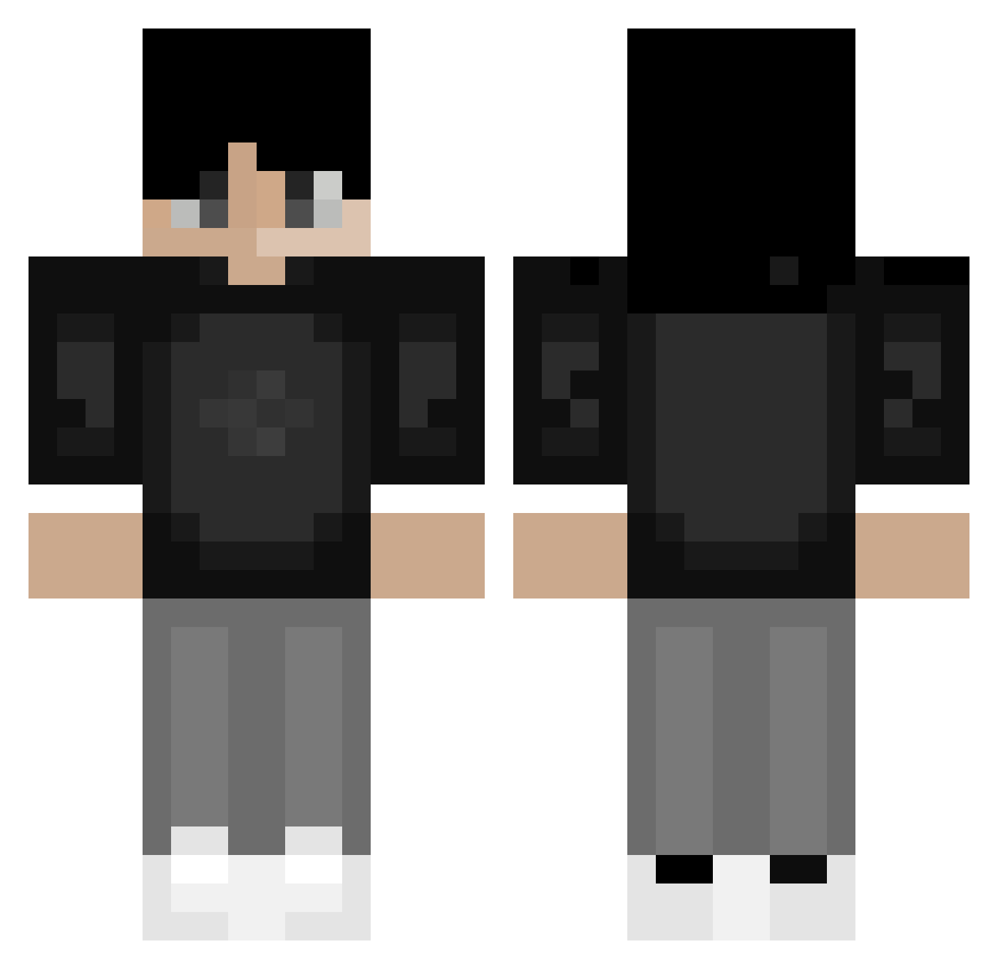 WastedAsh Minecraft skin, front and back view