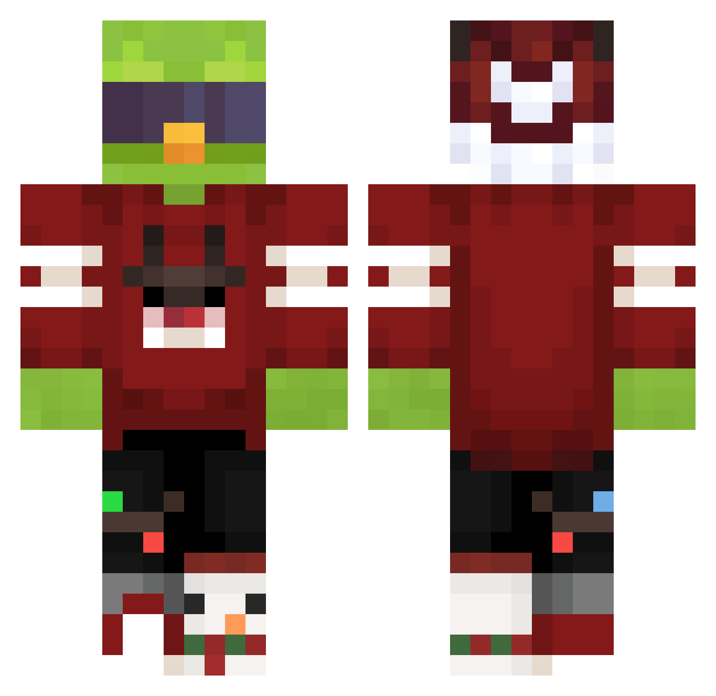 DjRazzBerry Minecraft skin, front and back view