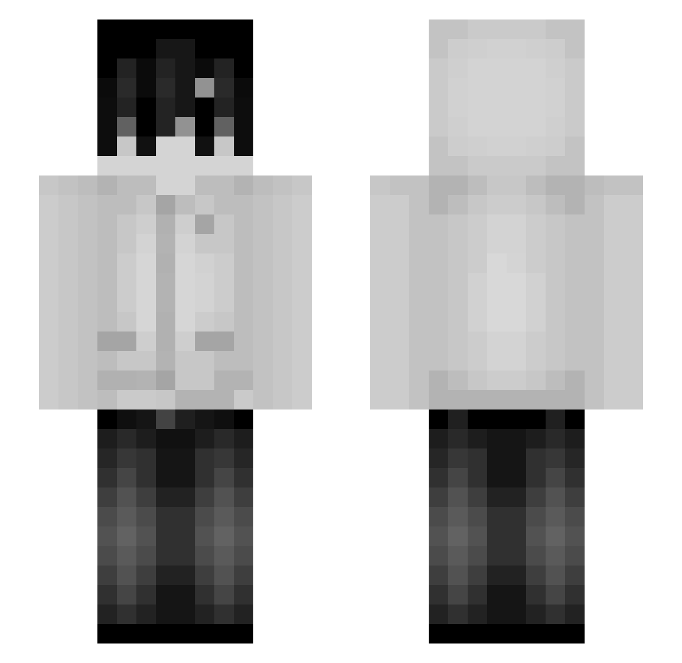 Taseshi Minecraft skin, front and back view