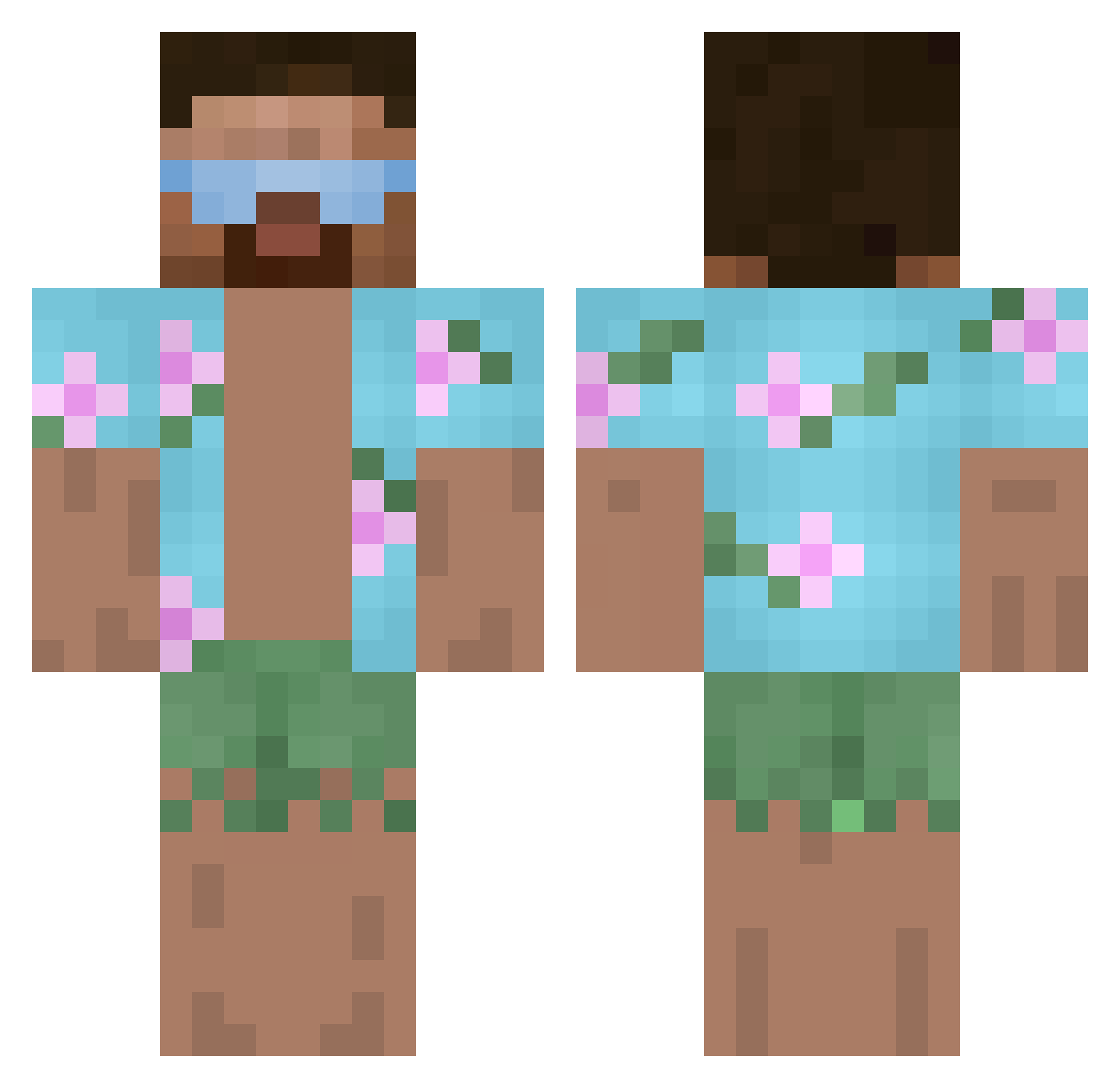 KillerSNS Minecraft skin, front and back view