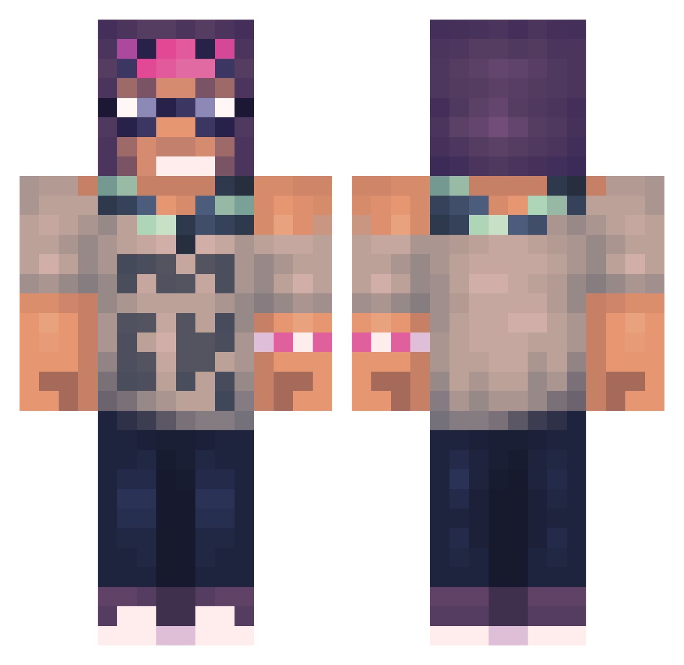 Bayster Minecraft skin, front and back view