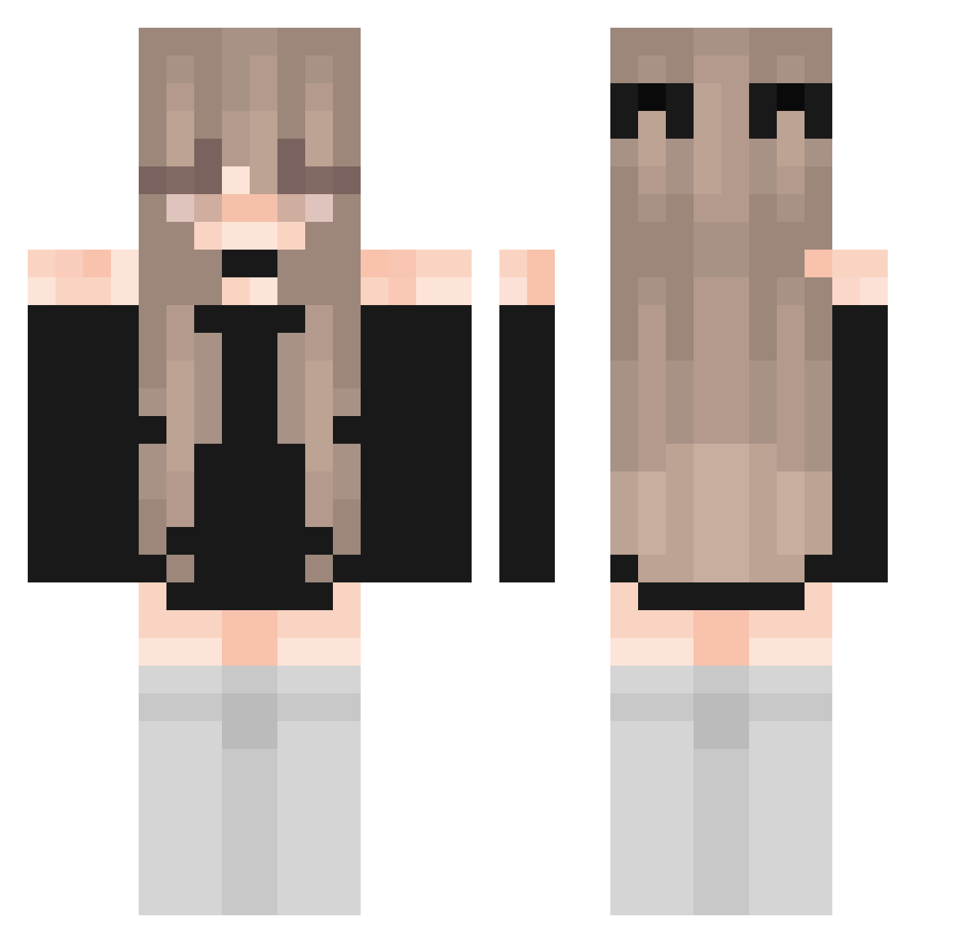 Ryannes Minecraft skin, front and back view