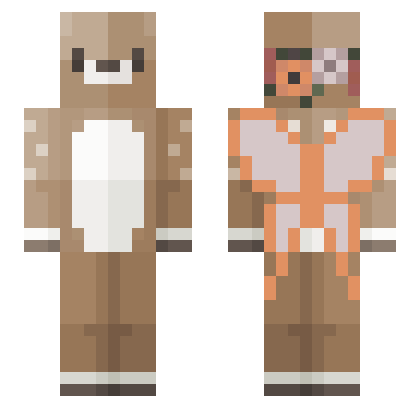suppapower Minecraft skin, front and back view