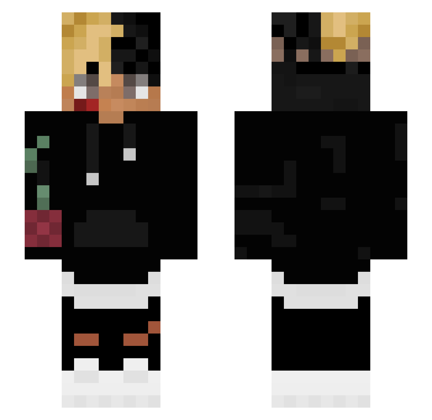 Reef0 Minecraft skin, front and back view