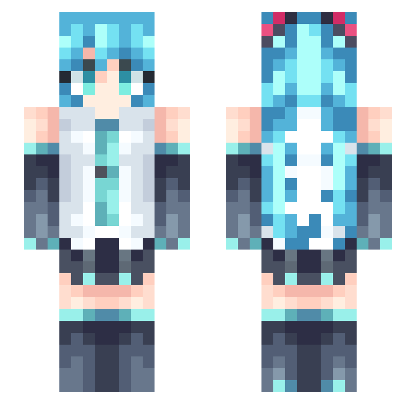 realHatsuneMiku_ Minecraft skin, front and back view