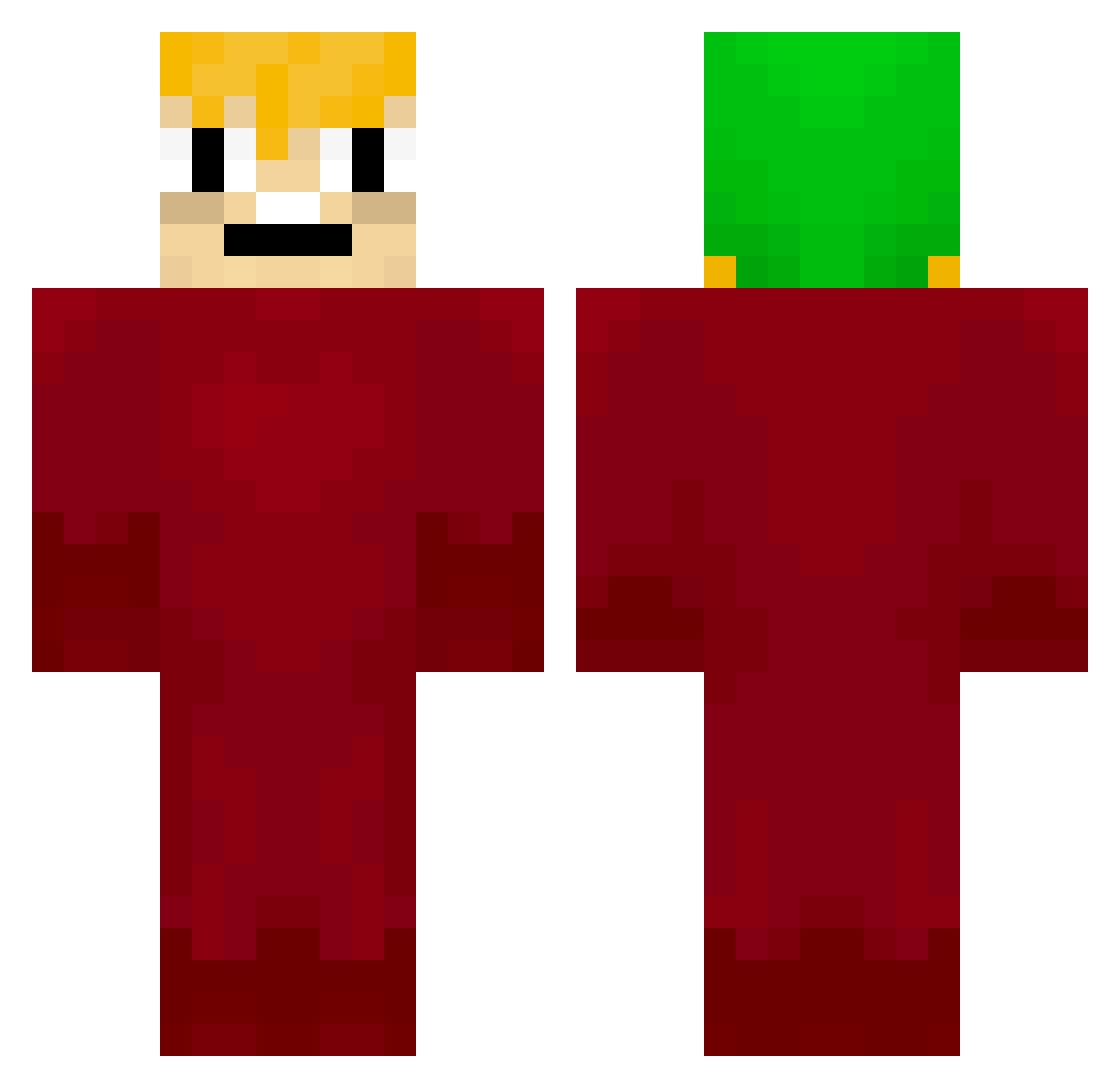 Q_acks Minecraft skin, front and back view