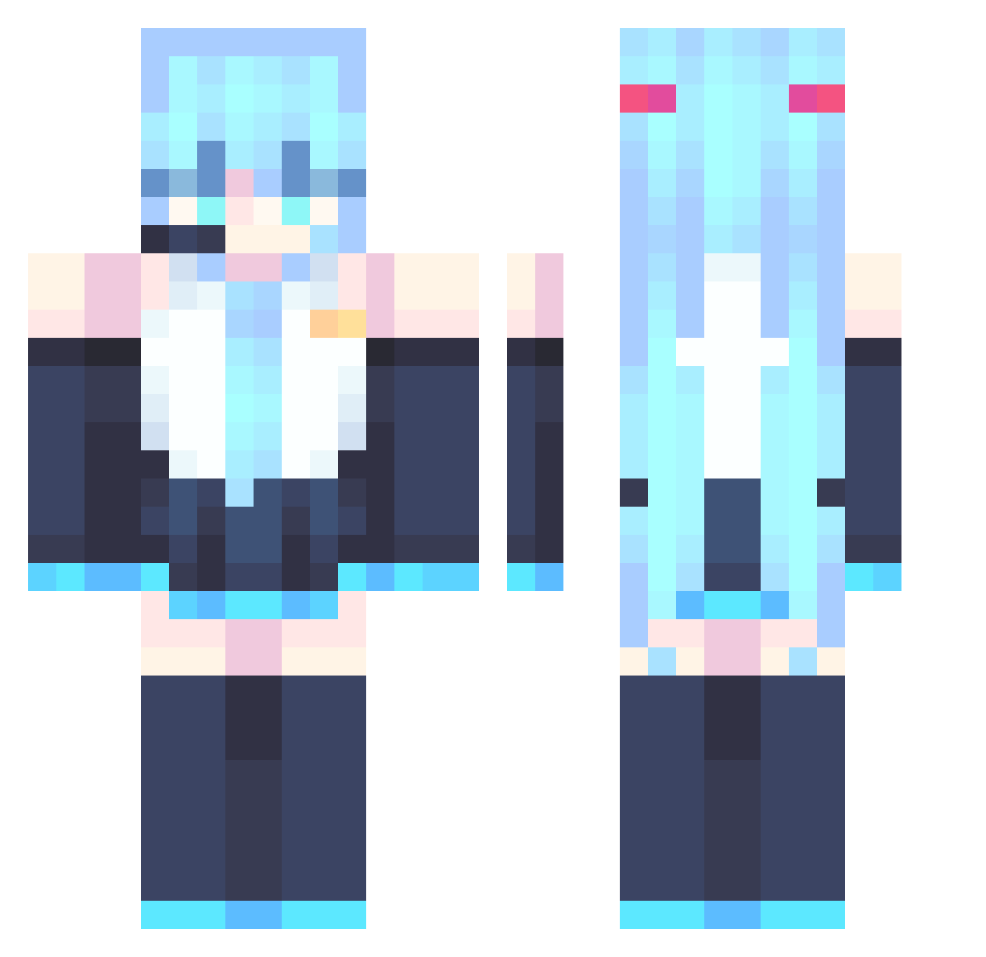 ZharkLight Minecraft skin, front and back view