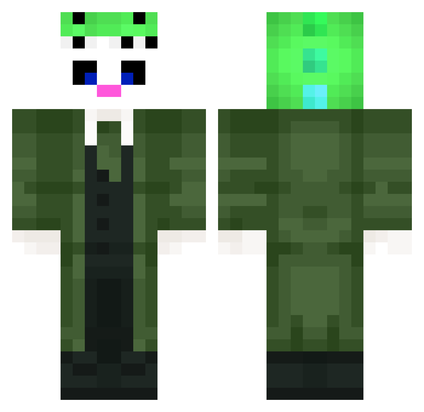 elasfu Minecraft skin, front and back view