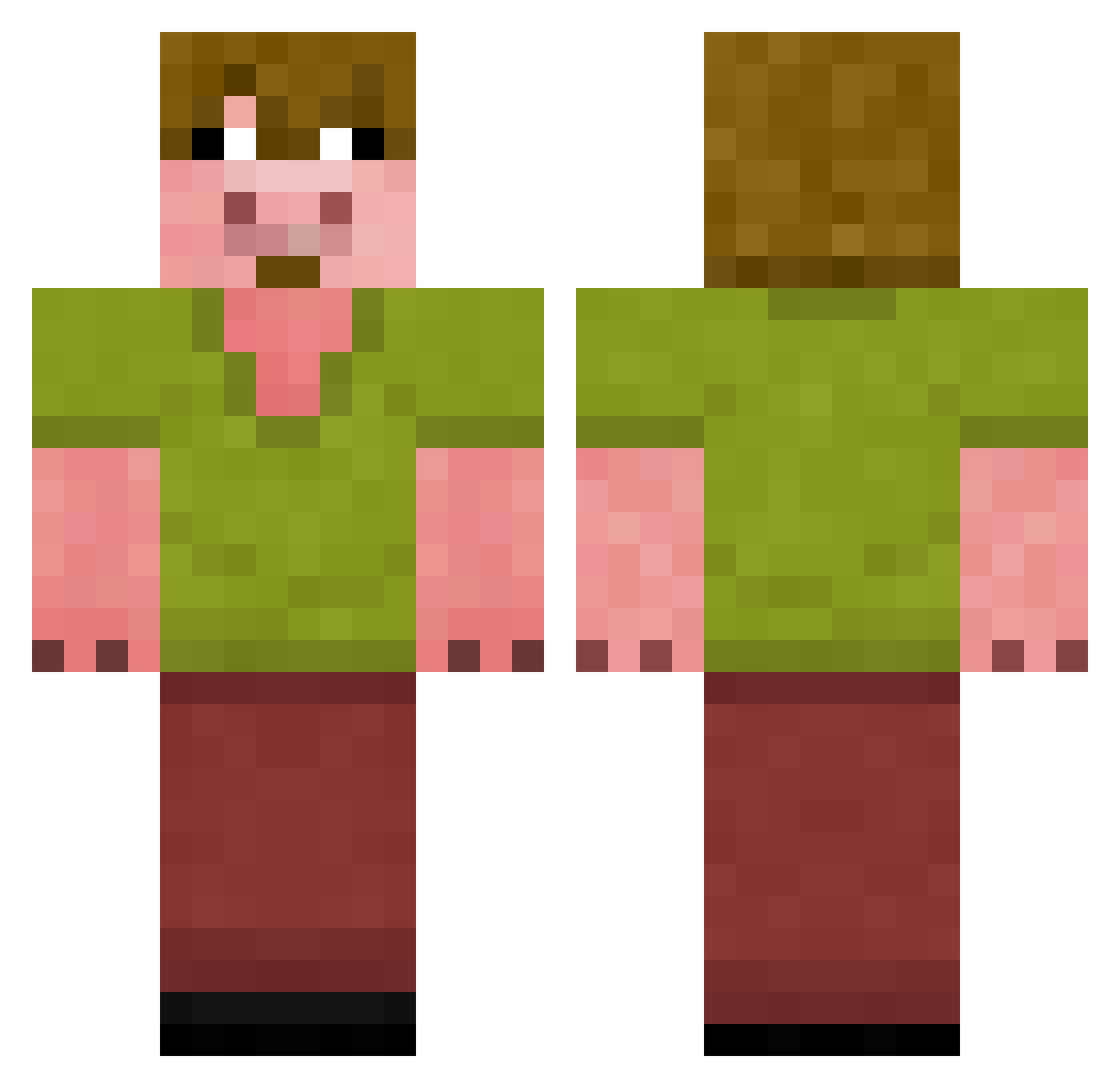 Crasseux Minecraft skin, front and back view