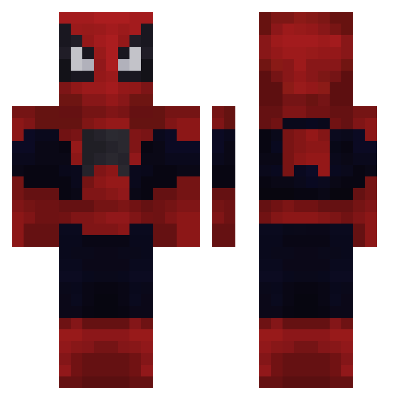 notBusby Minecraft skin, front and back view