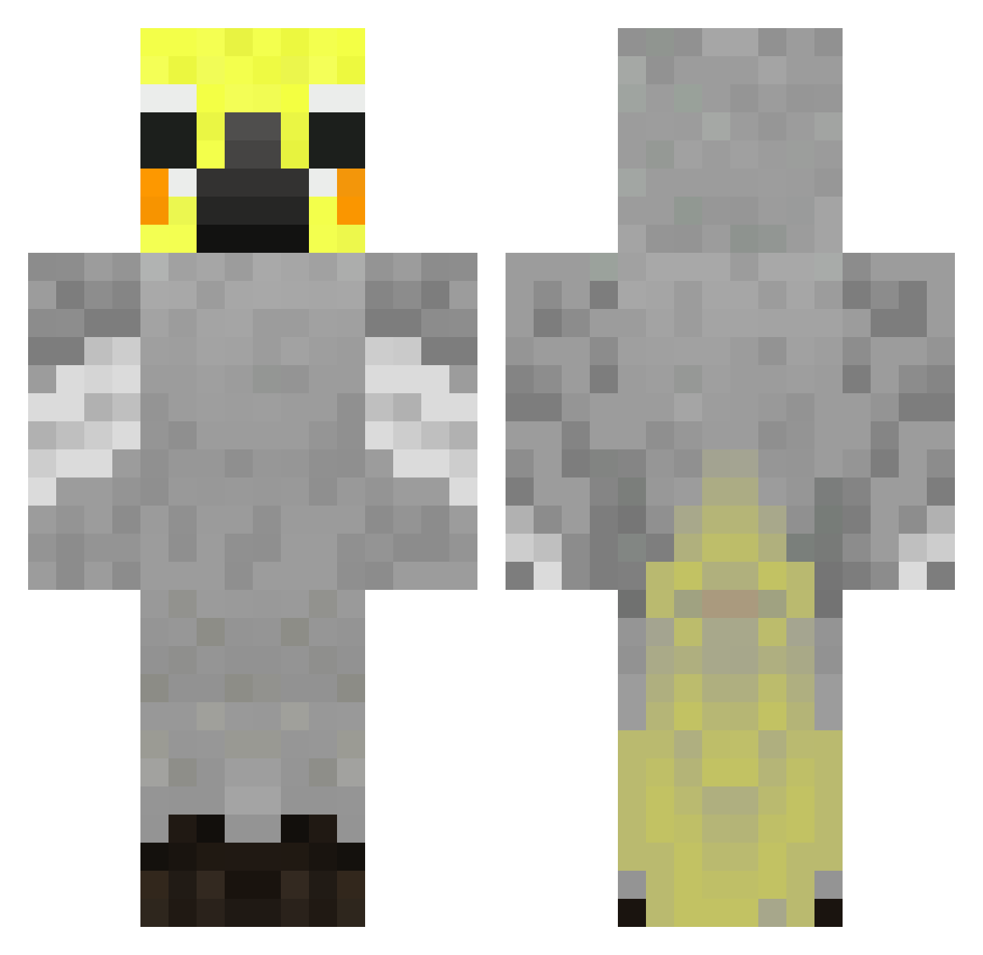 _cockatiel Minecraft skin, front and back view